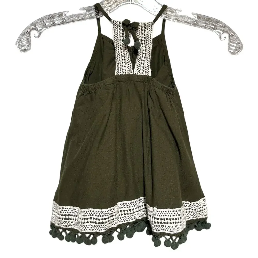 Tommy Bahama Sleeveless Cotton Dress Olive Green White 18mo